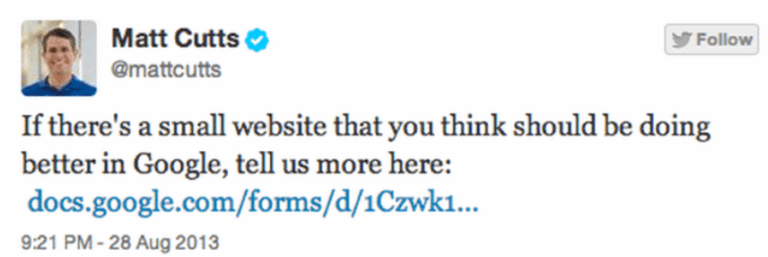 petits sites web mattcutts