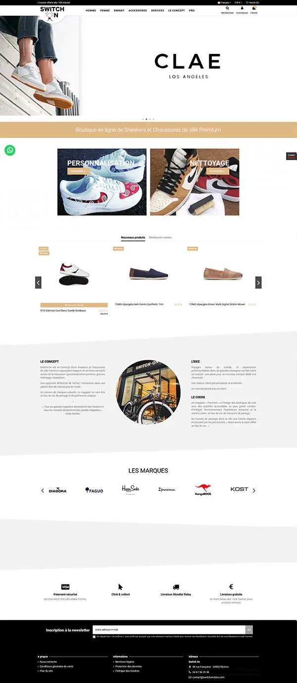 Switch on homepage du site web