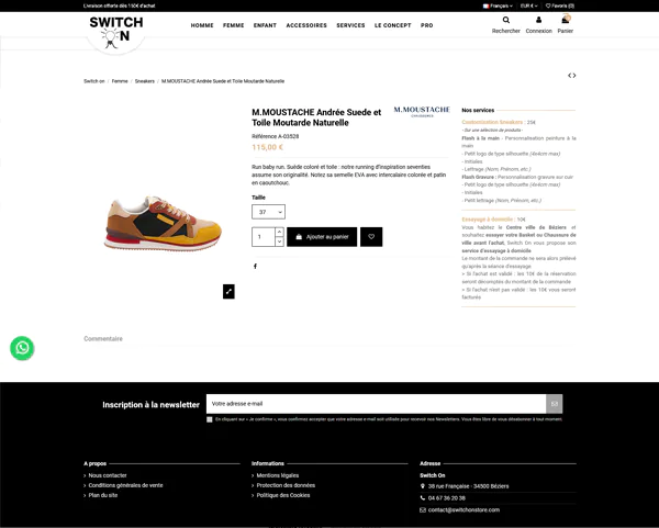 switch on page produit