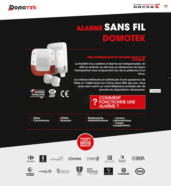 domotek page alarme sans fil