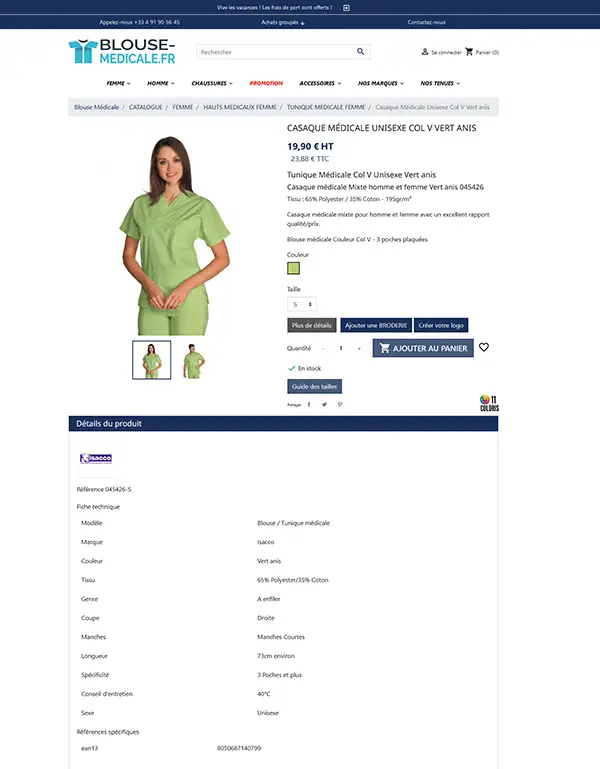 blouse médicale page