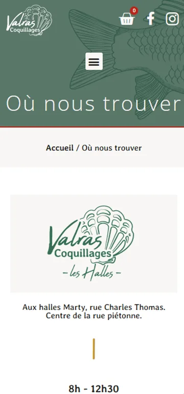 responsive version valras coquillages homepage