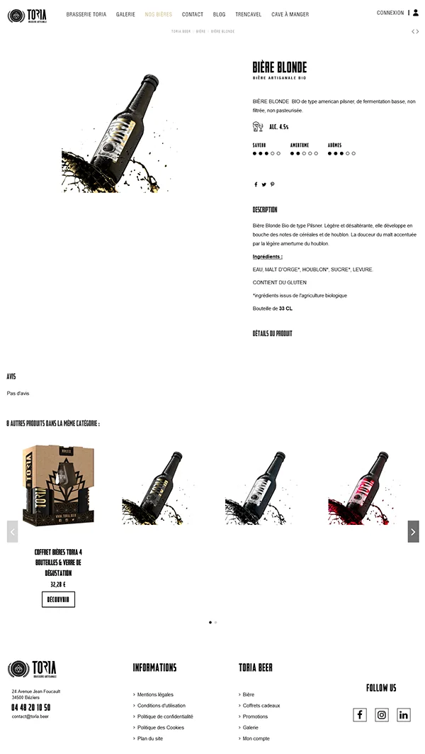 toria page produit