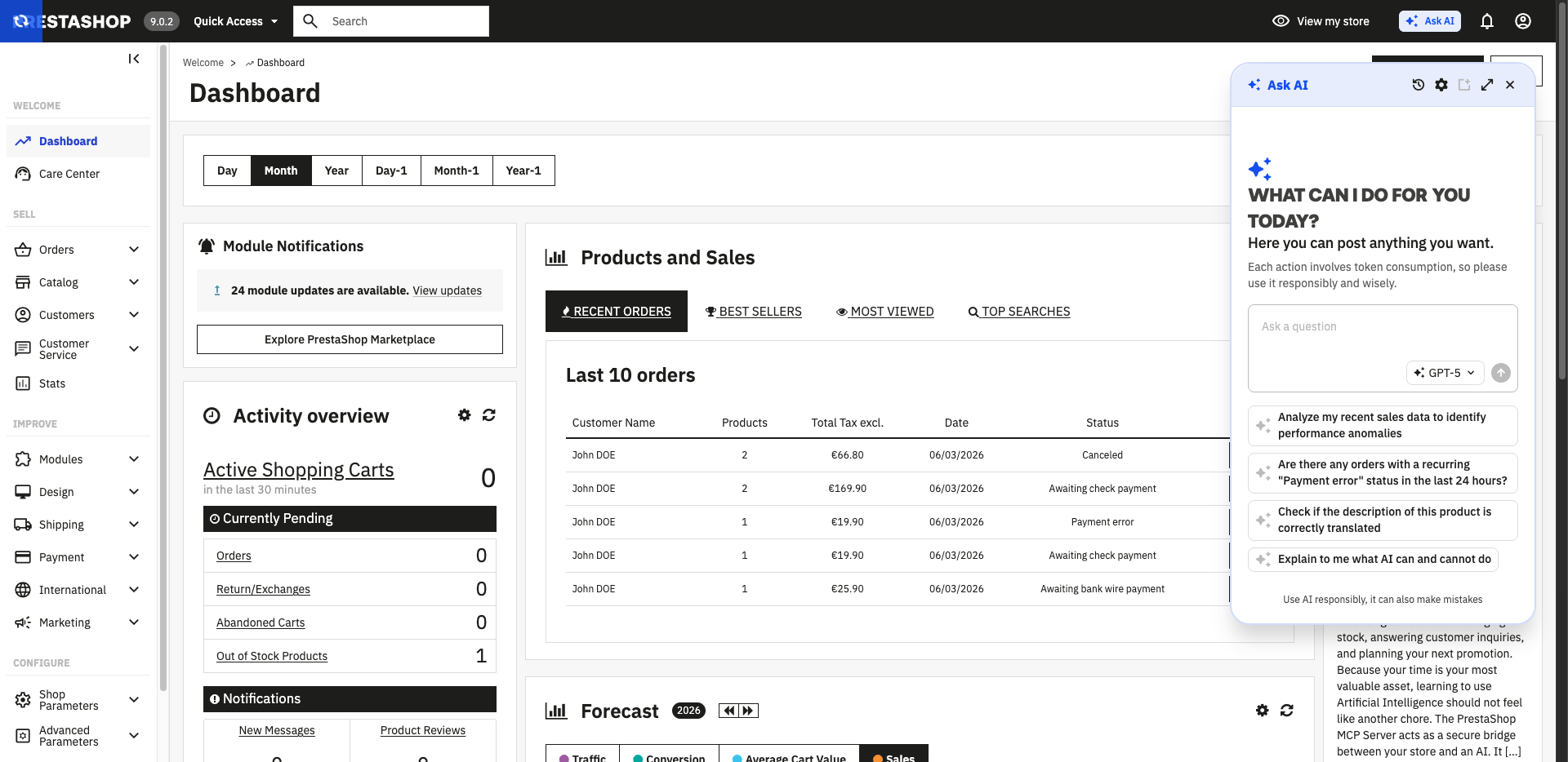 prestashop ask ai
